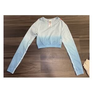 GymShark Ombre Blue Long Sleeve Seamless Crop Top